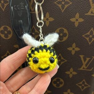 Handmade Yellow and Black Crochet Bee Keychain